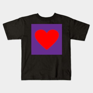 Corazón rojo sobre morado Kids T-Shirt